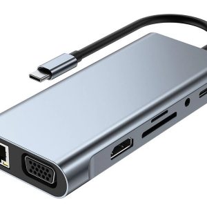 TPYE-C TO HDMI+VGA+USB3+CARDREADER+Audio+Gigabit Ethernet